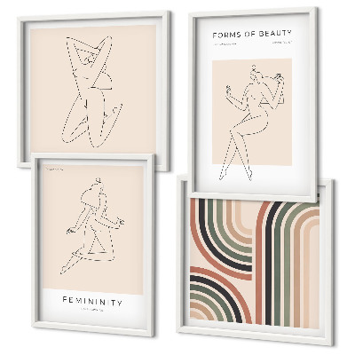 Set of 4 wall art pieces Female silhouettes in posters