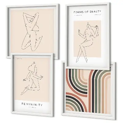 Female silhouettes wall art set of 4 posters