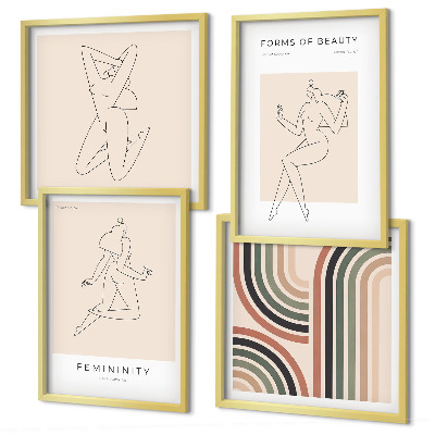 Set of 4 wall art pieces Female silhouettes in posters