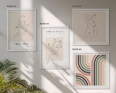 Female silhouettes wall art set of 4 posters
