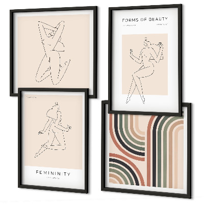 Set of 4 wall art pieces Female silhouettes in posters