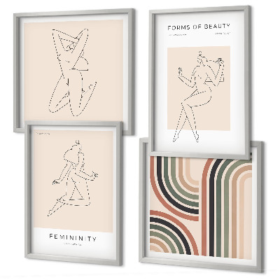 Set of 4 wall art pieces Female silhouettes in posters