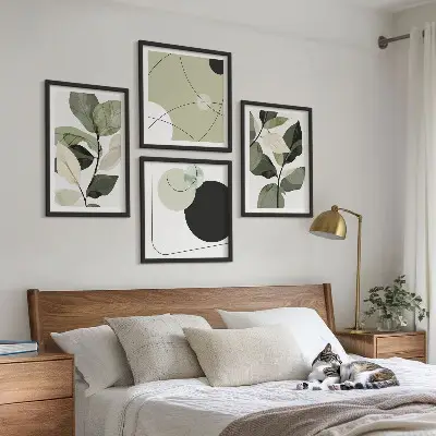 Painted leaves abstract wall art set of 4 pieces