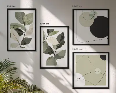Painted leaves abstract wall art set of 4 pieces