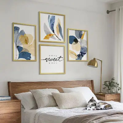Multi-piece wall decor set with watercolor plant motifs