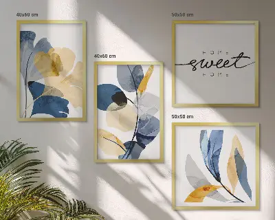 Multi-piece wall decor set with watercolor plant motifs