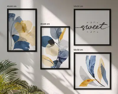 Multi-piece wall decor set with watercolor plant motifs