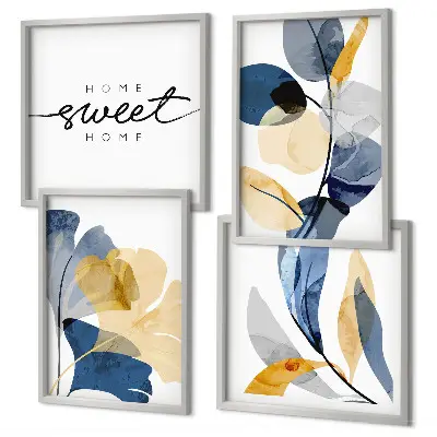 Multi-piece wall decor set with watercolor plant motifs