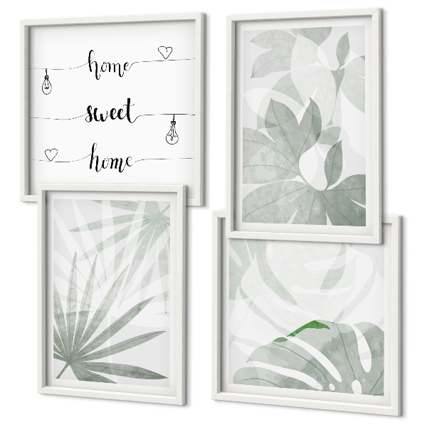 Wall art set The leaves of the plants are greenish-gray