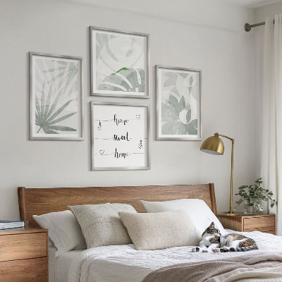 Wall art set The leaves of the plants are greenish-gray