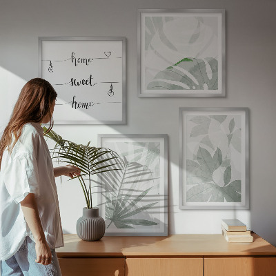 Wall art set The leaves of the plants are greenish-gray