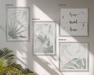 Wall art set The leaves of the plants are greenish-gray