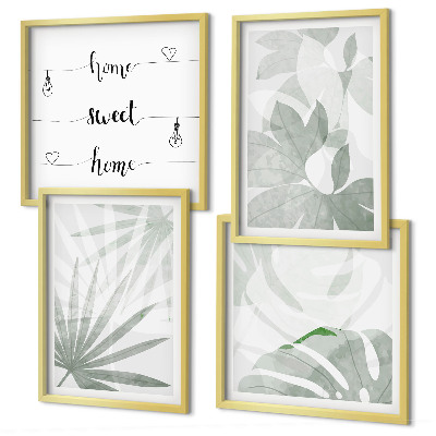 Wall art set The leaves of the plants are greenish-gray