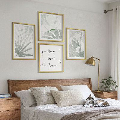 Wall art set The leaves of the plants are greenish-gray