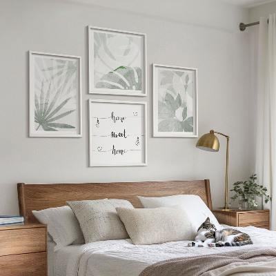 Wall art set The leaves of the plants are greenish-gray