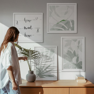 Wall art set The leaves of the plants are greenish-gray