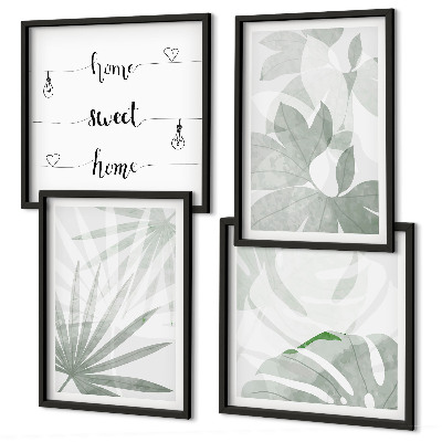 Wall art set The leaves of the plants are greenish-gray