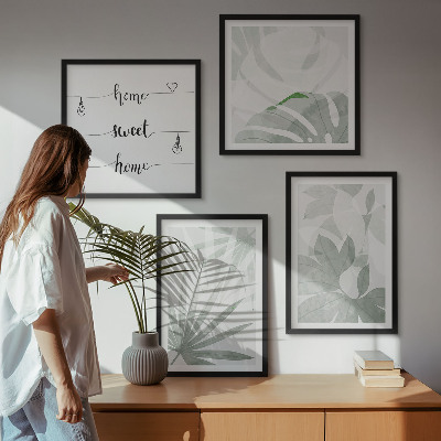 Wall art set The leaves of the plants are greenish-gray