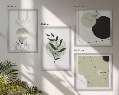 Wall art set with abstract plant motifs