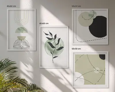 Wall art set with abstract plant motifs