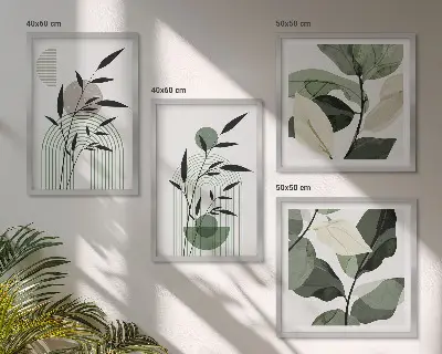 Boho plant compositions set of 4 wall art pieces