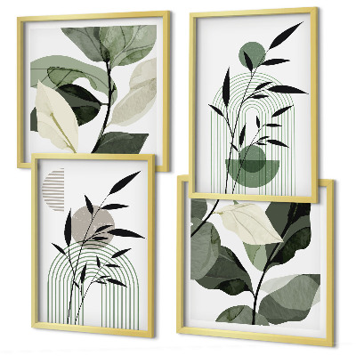 Set of 4 wall art pieces Boho plant compositions