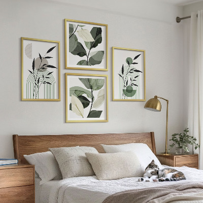 Set of 4 wall art pieces Boho plant compositions