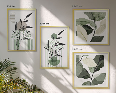 Set of 4 wall art pieces Boho plant compositions