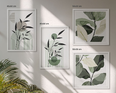 Set of 4 wall art pieces Boho plant compositions