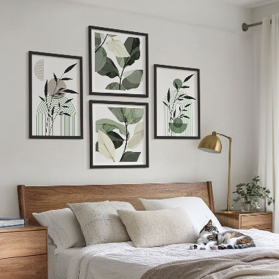 Set of 4 wall art pieces Boho plant compositions