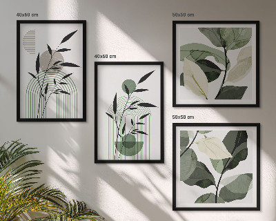 Set of 4 wall art pieces Boho plant compositions