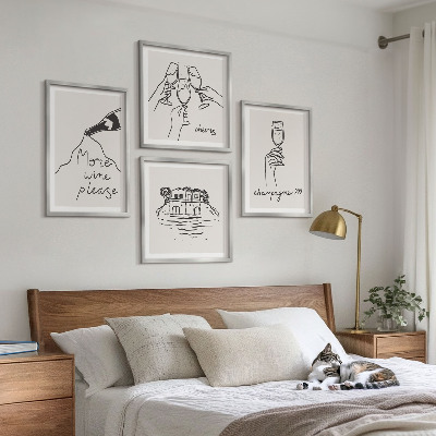 Multi-piece wall decor set Joyful moments with champagne wine