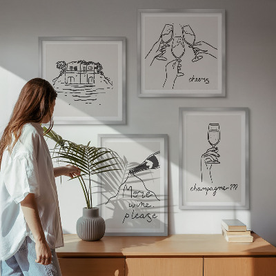 Multi-piece wall decor set Joyful moments with champagne wine