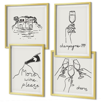 Multi-piece wall decor set Joyful moments with champagne wine