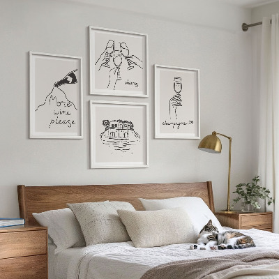 Multi-piece wall decor set Joyful moments with champagne wine