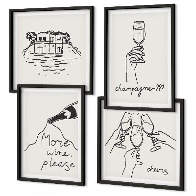 Multi-piece wall decor set Joyful moments with champagne wine