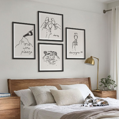 Multi-piece wall decor set Joyful moments with champagne wine