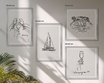 Wall art set House on the water toast sailboat