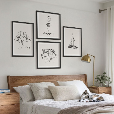 Wall art set House on the water toast sailboat