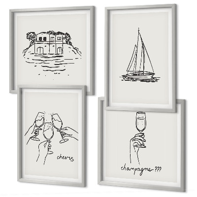 Wall art set House on the water toast sailboat