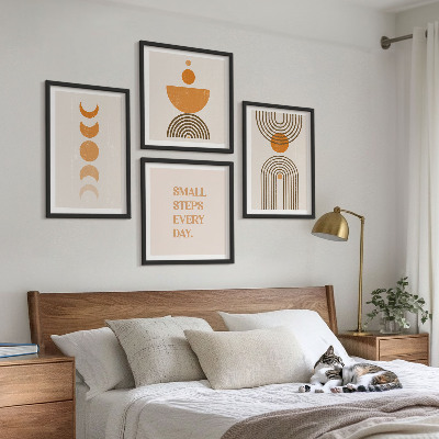Set of 4 wall art pieces Minimalist boho patterns