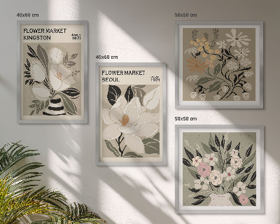 Wall art set Retro Flowers from Cities Around the World