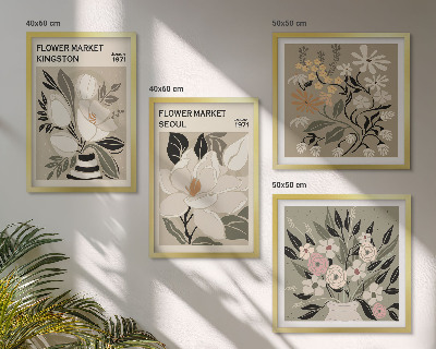 Wall art set Retro Flowers from Cities Around the World