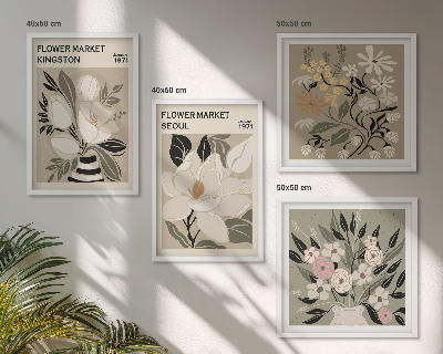 Wall art set Retro Flowers from Cities Around the World