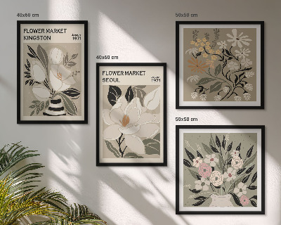 Wall art set Retro Flowers from Cities Around the World