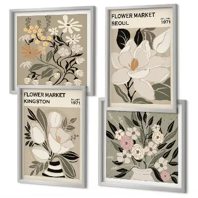 Retro Flowers from Cities Around the World wall art set