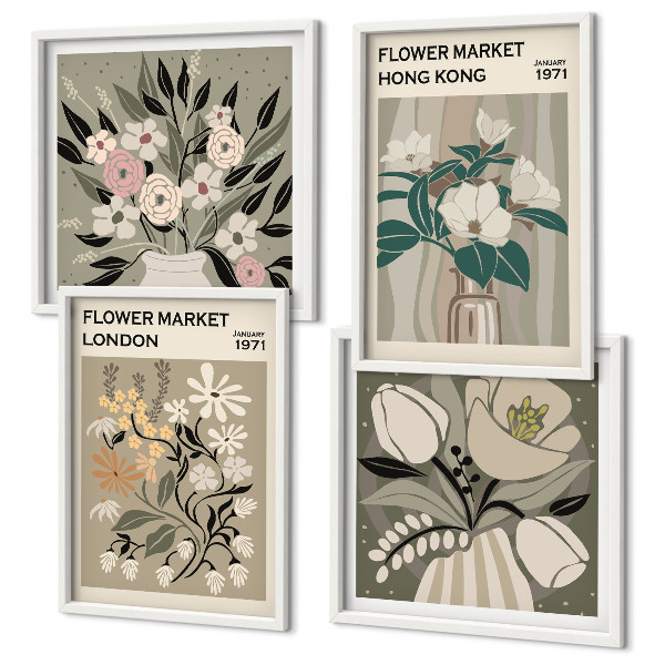 Multi-piece wall decor set Floral Illustrations London Hong Kong