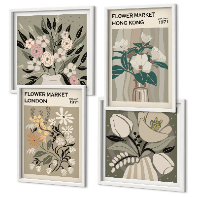 Multi-piece wall decor set Floral Illustrations London Hong Kong