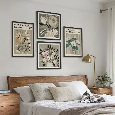 Floral illustrations wall art set London and Hong Kong, multi-piece