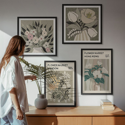 Multi-piece wall decor set Floral Illustrations London Hong Kong